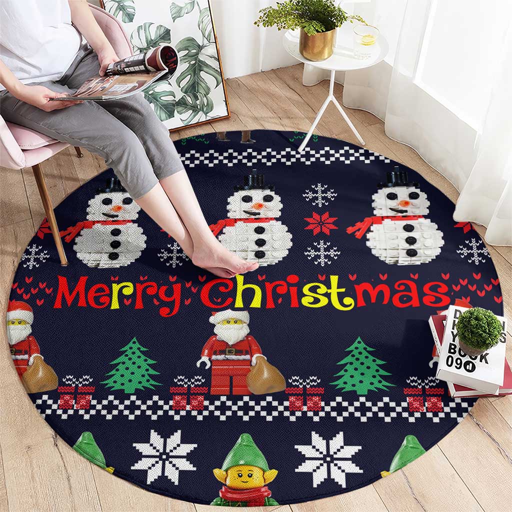 Lego Awesome Christmas Round Carpet Funny Xmas Holiday Patterns - Wonder Print Shop