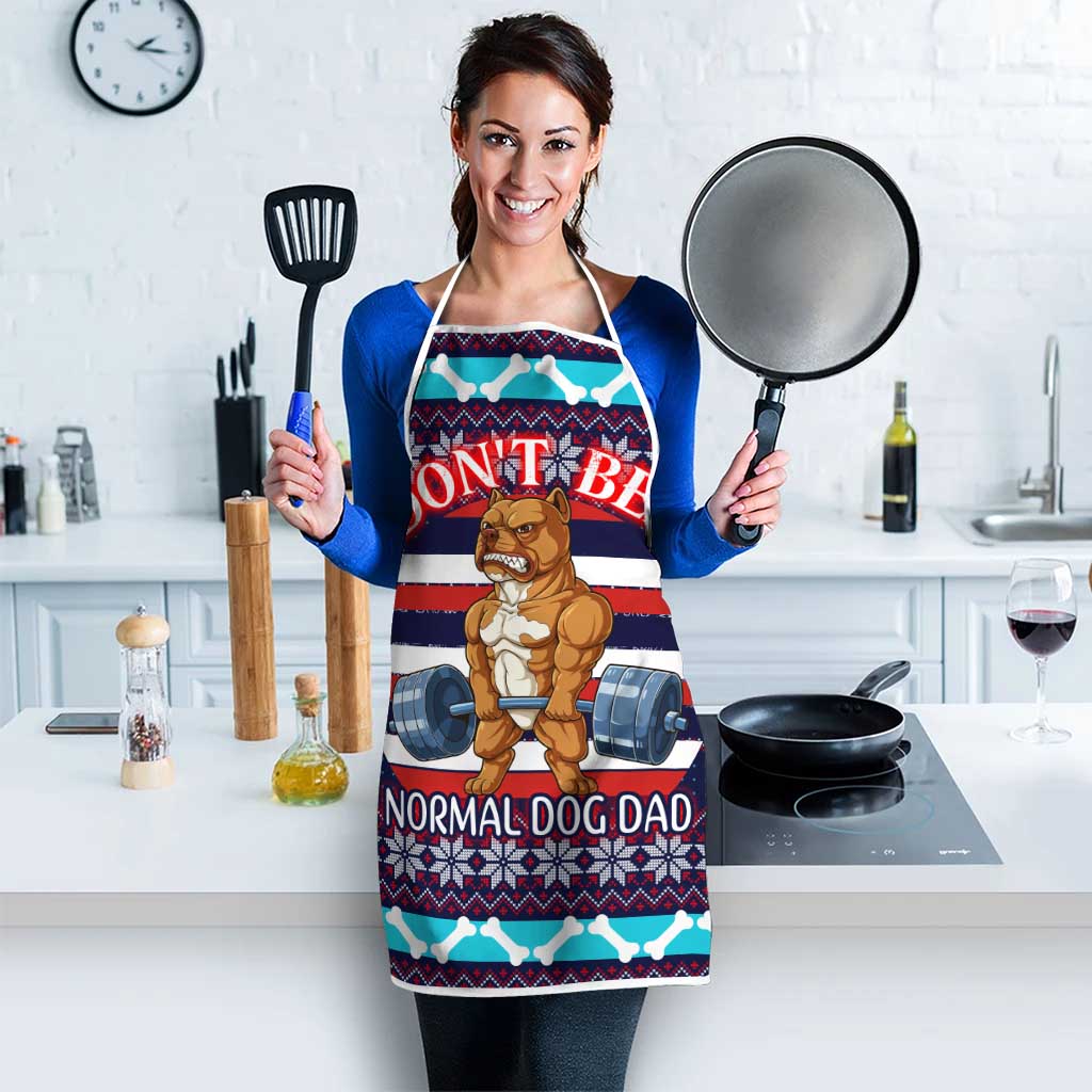 Don't Be A Normal Dog Dad Christmas Apron Funny Xmas Holiday Patterns - Wonder Print Shop