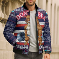 Don't Be A Normal Dog Dad Christmas Bomber Puffer Jacket Funny Xmas Holiday Patterns - Wonder Print Shop
