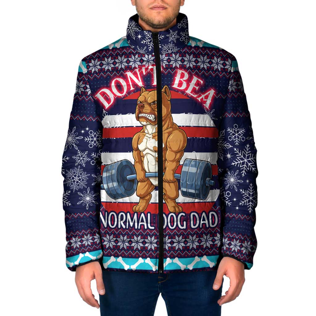 Don't Be A Normal Dog Dad Christmas Padded Jacket Funny Xmas Holiday Patterns - Wonder Print Shop