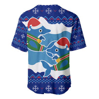 Dolphin Couple Christmas Baseball Jersey Funny Xmas Holiday Patterns - Wonder Print Shop
