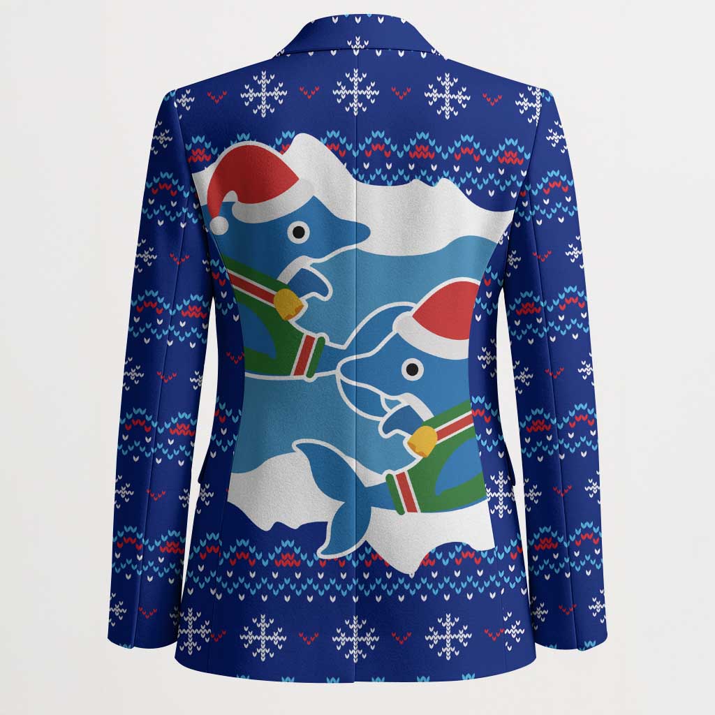 Dolphin Couple Christmas Blazer Funny Xmas Holiday Patterns - Wonder Print Shop