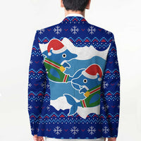 Dolphin Couple Christmas Blazer Funny Xmas Holiday Patterns - Wonder Print Shop