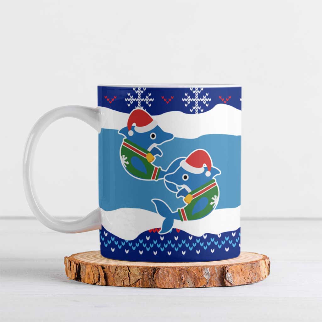 Dolphin Couple Christmas Ceramic Mug Funny Xmas Holiday Patterns - Wonder Print Shop