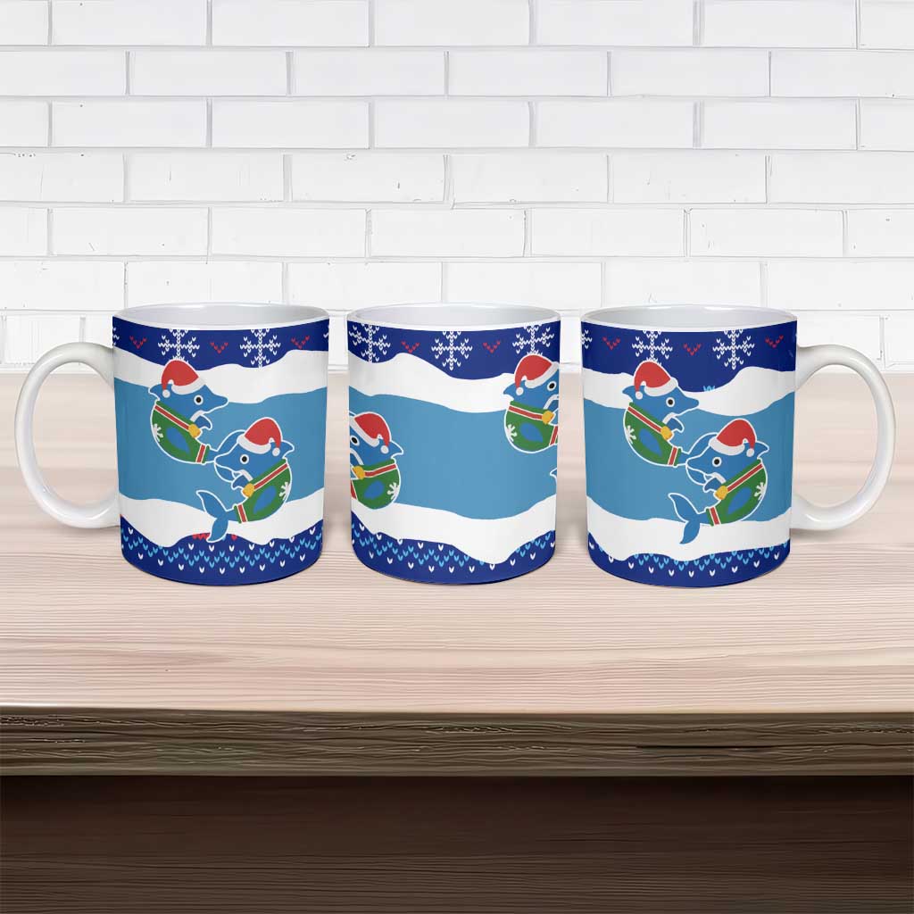 Dolphin Couple Christmas Ceramic Mug Funny Xmas Holiday Patterns - Wonder Print Shop