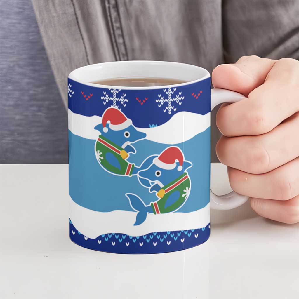 Dolphin Couple Christmas Ceramic Mug Funny Xmas Holiday Patterns - Wonder Print Shop