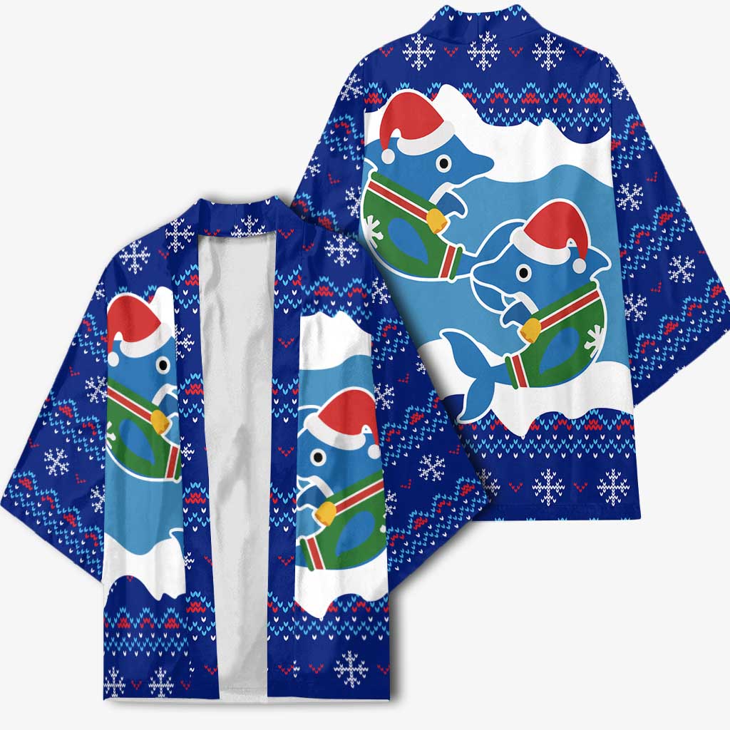 Dolphin Couple Christmas Kimono Funny Xmas Holiday Patterns - Wonder Print Shop