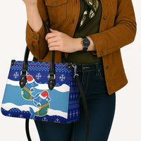 Dolphin Couple Christmas Leather Bag Funny Xmas Holiday Patterns - Wonder Print Shop