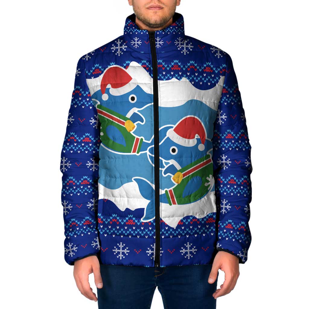 Dolphin Couple Christmas Padded Jacket Funny Xmas Holiday Patterns - Wonder Print Shop