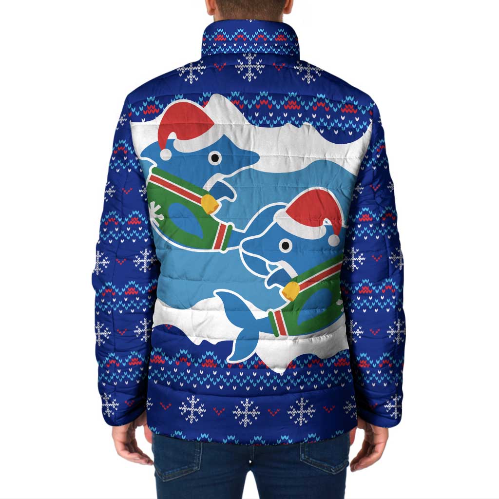 Dolphin Couple Christmas Padded Jacket Funny Xmas Holiday Patterns - Wonder Print Shop