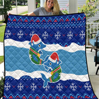 Dolphin Couple Christmas Quilt Funny Xmas Holiday Patterns - Wonder Print Shop