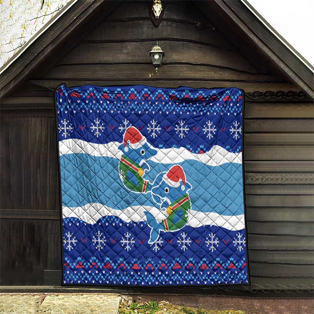 Dolphin Couple Christmas Quilt Funny Xmas Holiday Patterns - Wonder Print Shop