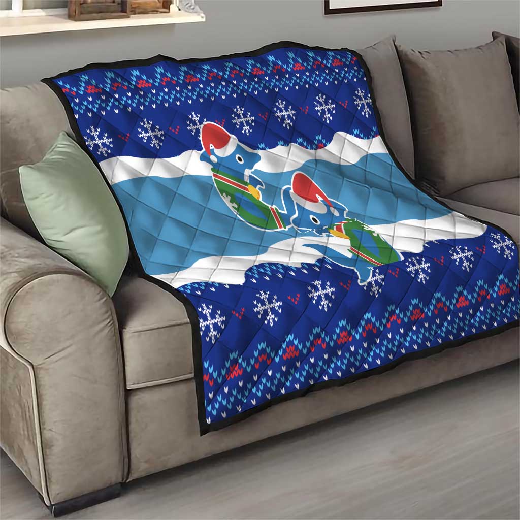 Dolphin Couple Christmas Quilt Funny Xmas Holiday Patterns - Wonder Print Shop