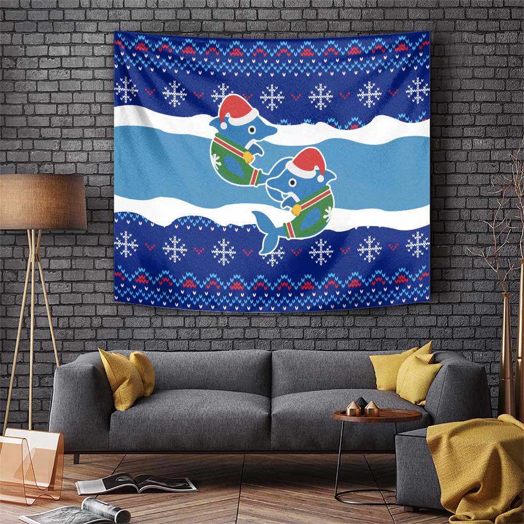 Dolphin Couple Christmas Tapestry Funny Xmas Holiday Patterns - Wonder Print Shop