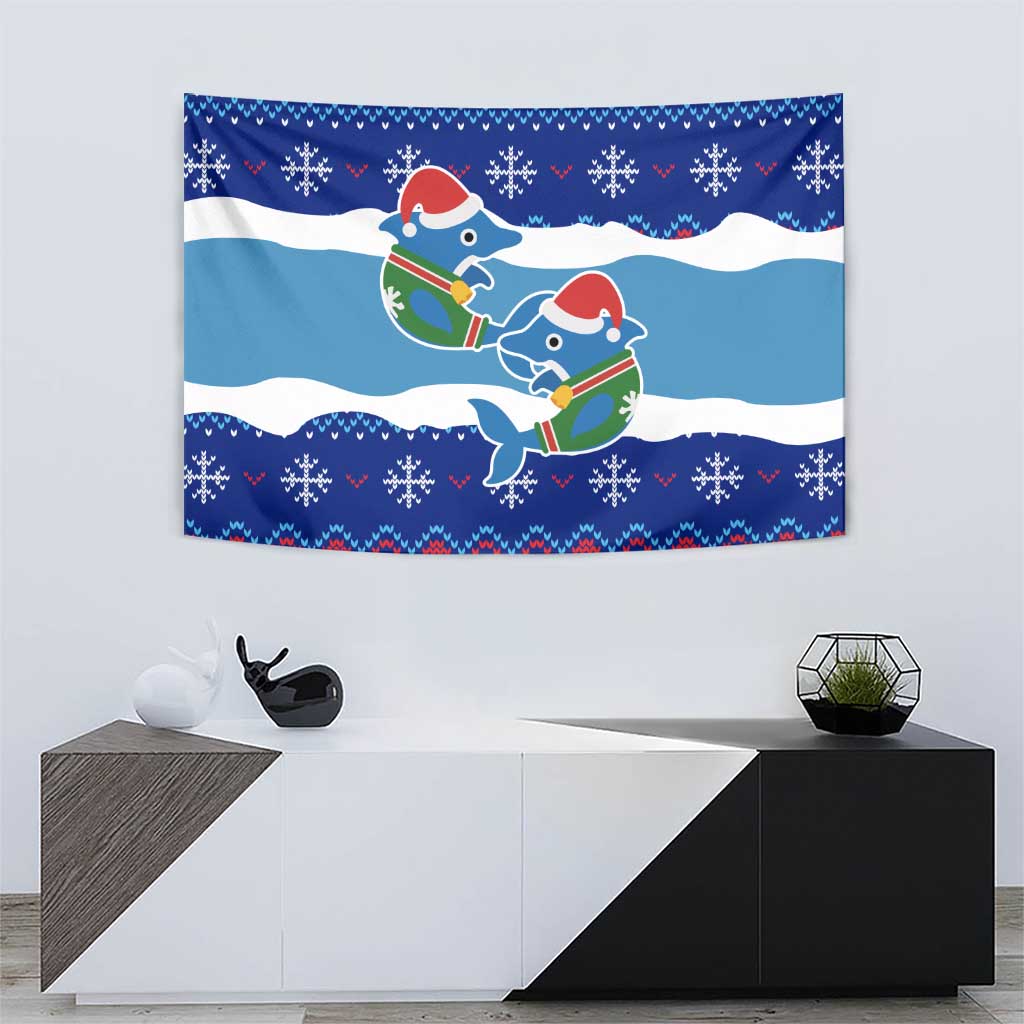 Dolphin Couple Christmas Tapestry Funny Xmas Holiday Patterns - Wonder Print Shop