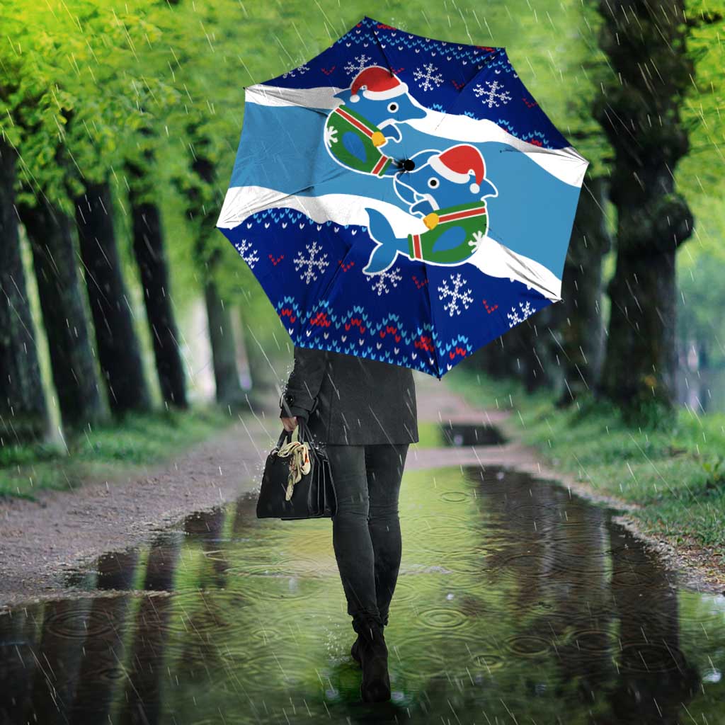 Dolphin Couple Christmas Umbrella Funny Xmas Holiday Patterns - Wonder Print Shop