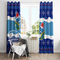 Dolphin Couple Christmas Window Curtain Funny Xmas Holiday Patterns - Wonder Print Shop