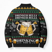 Drinker Bell Christmas Bomber Puffer Jacket Funny Xmas Holiday Patterns - Wonder Print Shop