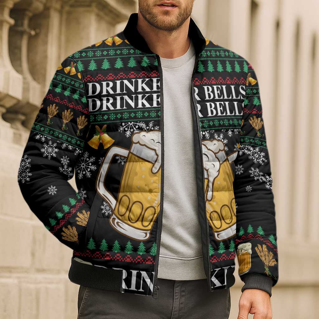 Drinker Bell Christmas Bomber Puffer Jacket Funny Xmas Holiday Patterns - Wonder Print Shop