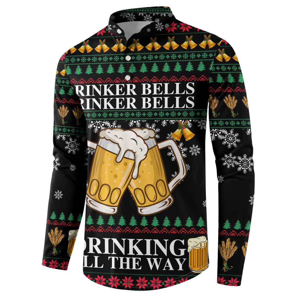 Drinker Bell Christmas Button Sweatshirt Funny Xmas Holiday Patterns - Wonder Print Shop