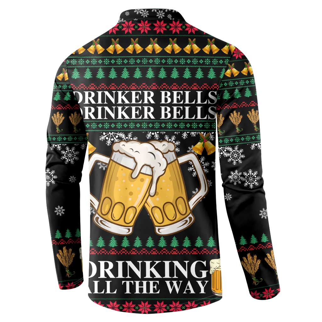 Drinker Bell Christmas Button Sweatshirt Funny Xmas Holiday Patterns - Wonder Print Shop