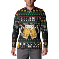 Drinker Bell Christmas Button Sweatshirt Funny Xmas Holiday Patterns - Wonder Print Shop