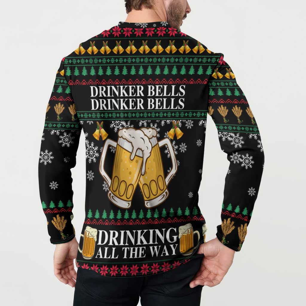 Drinker Bell Christmas Button Sweatshirt Funny Xmas Holiday Patterns - Wonder Print Shop