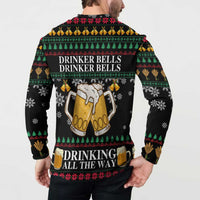 Drinker Bell Christmas Button Sweatshirt Funny Xmas Holiday Patterns - Wonder Print Shop