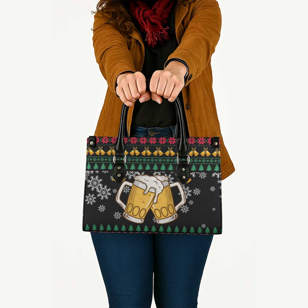 Drinker Bell Christmas Leather Bag Funny Xmas Holiday Patterns - Wonder Print Shop