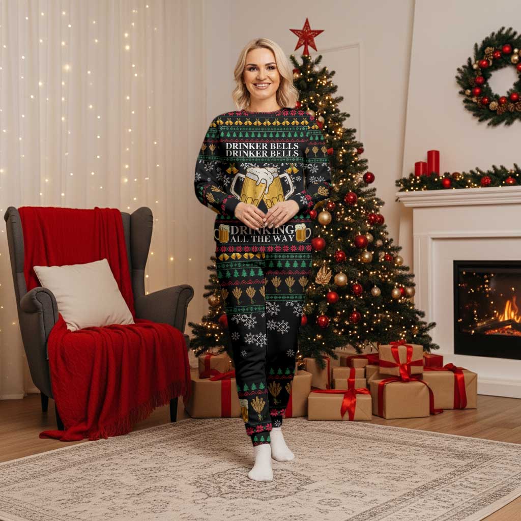 Drinker Bell Christmas Pajama Set Funny Xmas Holiday Patterns - Wonder Print Shop