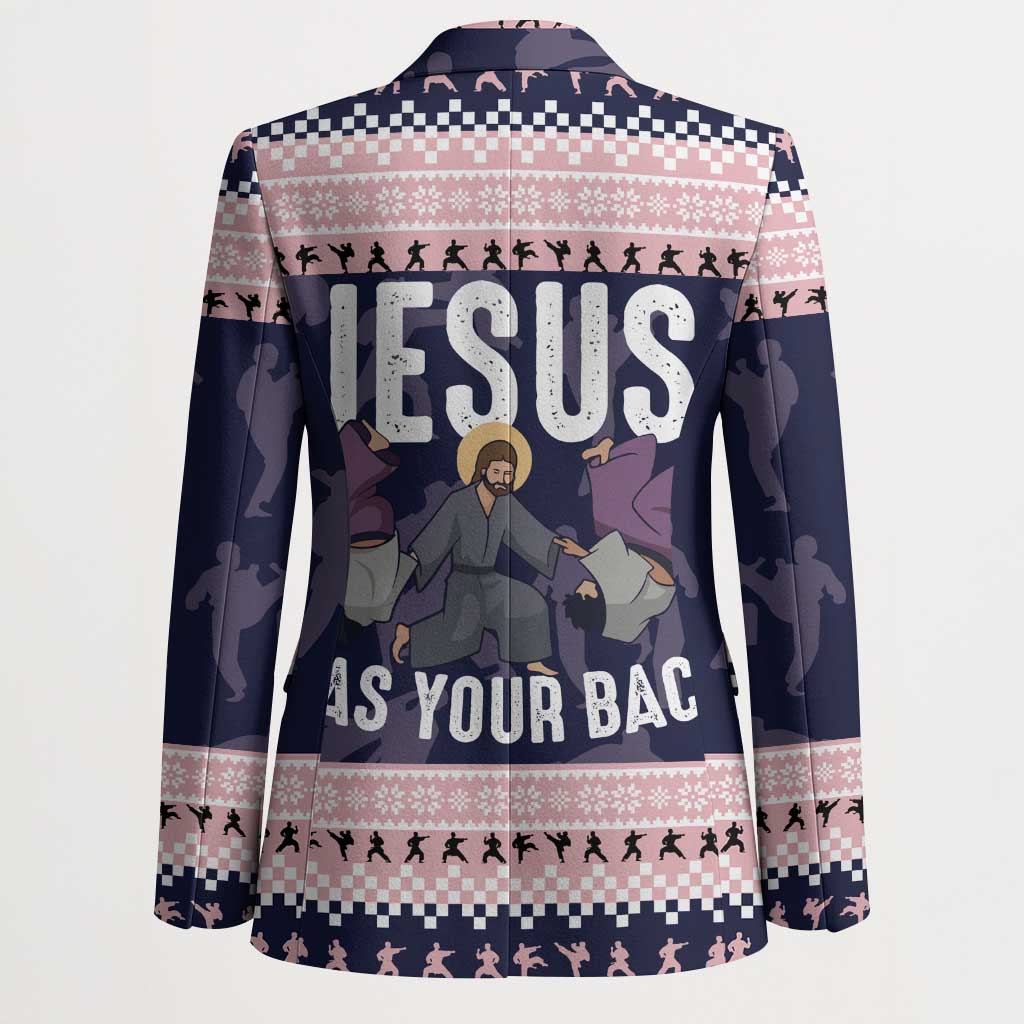 Jesus Has Your Back Jiu Jitsu Christmas Blazer Funny Xmas Holiday Patterns - Wonder Print Shop