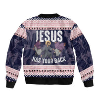Jesus Has Your Back Jiu Jitsu Christmas Bomber Jacket Funny Xmas Holiday Patterns - Wonder Print Shop