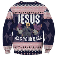 Jesus Has Your Back Jiu Jitsu Christmas Sweatshirt Funny Xmas Holiday Patterns - Wonder Print Shop