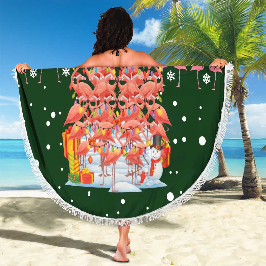 Flamingo Christmas Tree Christmas Beach Blanket Funny Xmas Holiday Patterns - Wonder Print Shop