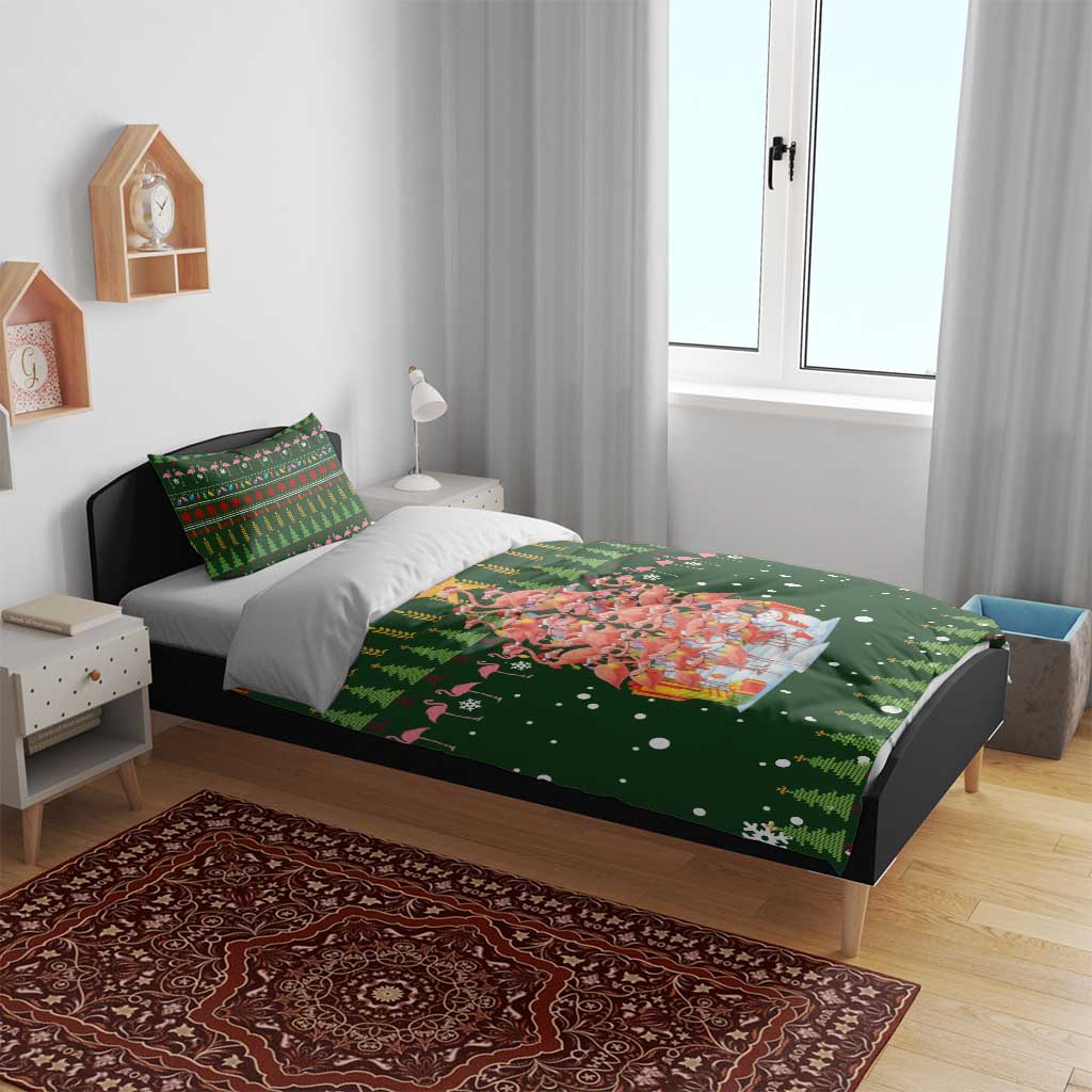 Flamingo Christmas Tree Christmas Bedding Set Funny Xmas Holiday Patterns - Wonder Print Shop