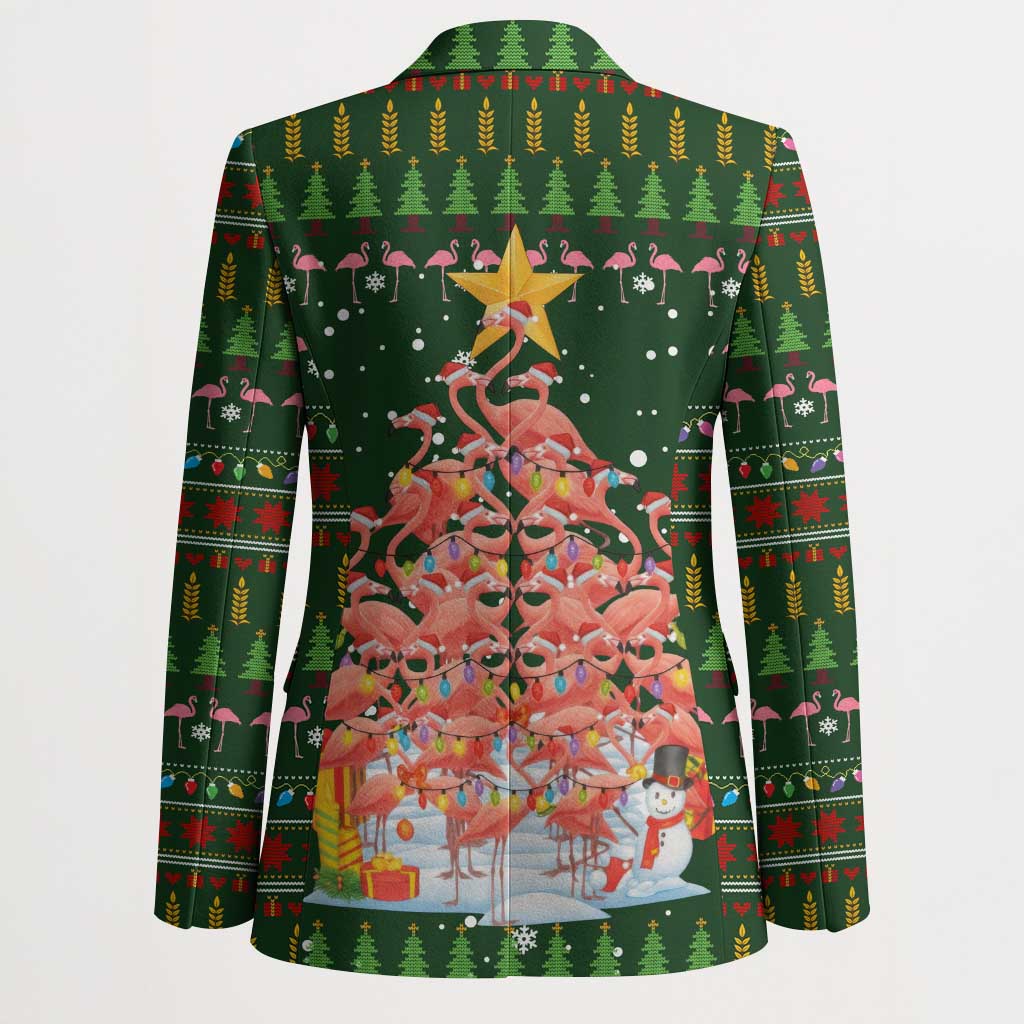 Flamingo Christmas Tree Christmas Blazer Funny Xmas Holiday Patterns - Wonder Print Shop