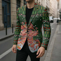 Flamingo Christmas Tree Christmas Blazer Funny Xmas Holiday Patterns - Wonder Print Shop