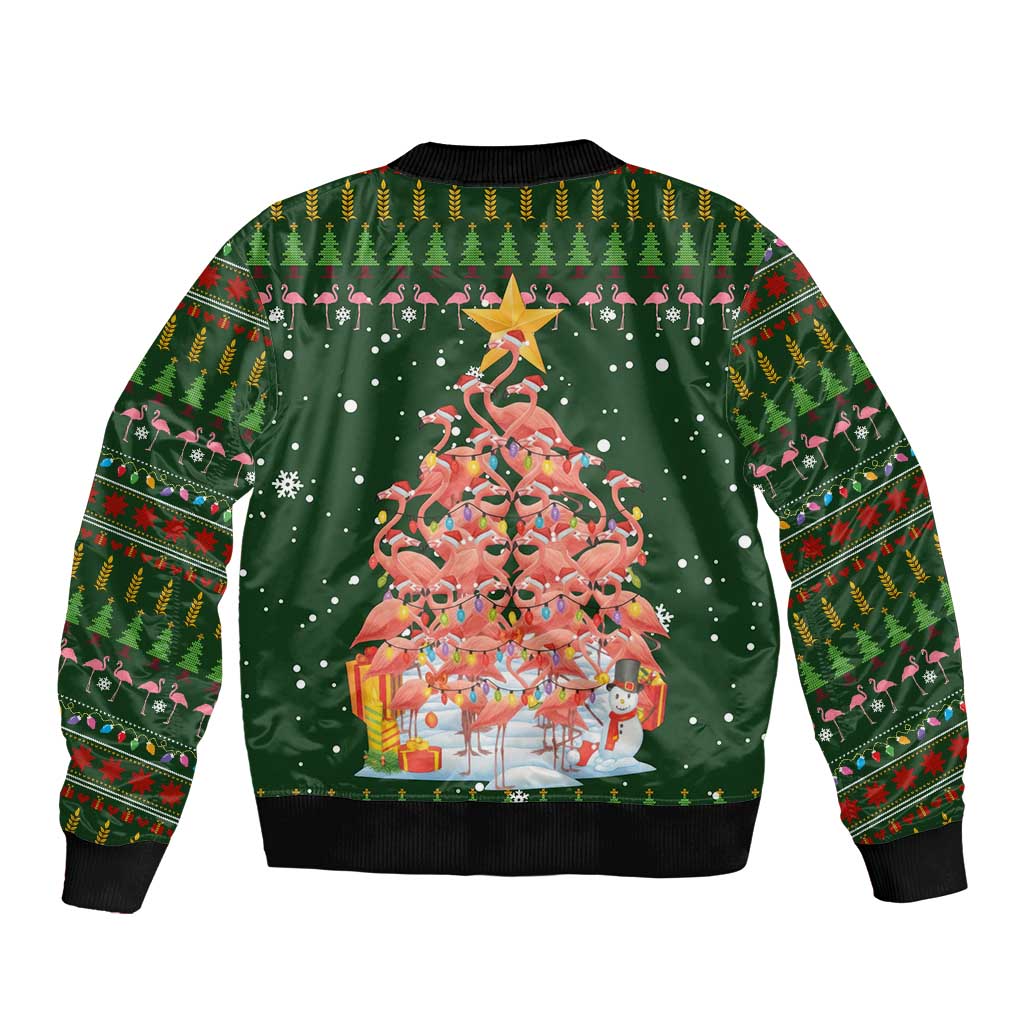 Flamingo Christmas Tree Christmas Bomber Jacket Funny Xmas Holiday Patterns - Wonder Print Shop
