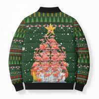 Flamingo Christmas Tree Christmas Bomber Puffer Jacket Funny Xmas Holiday Patterns - Wonder Print Shop