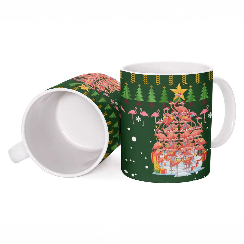 Flamingo Christmas Tree Christmas Ceramic Mug Funny Xmas Holiday Patterns - Wonder Print Shop