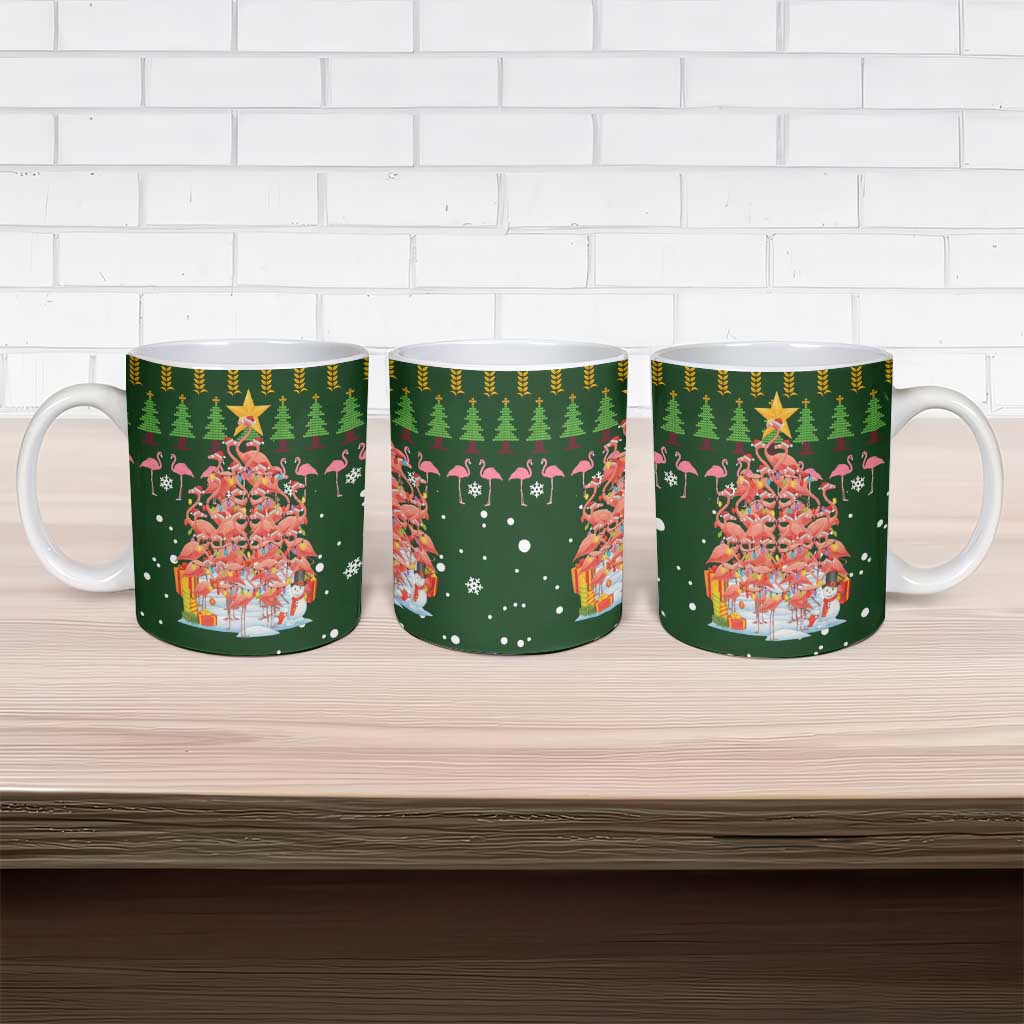 Flamingo Christmas Tree Christmas Ceramic Mug Funny Xmas Holiday Patterns - Wonder Print Shop