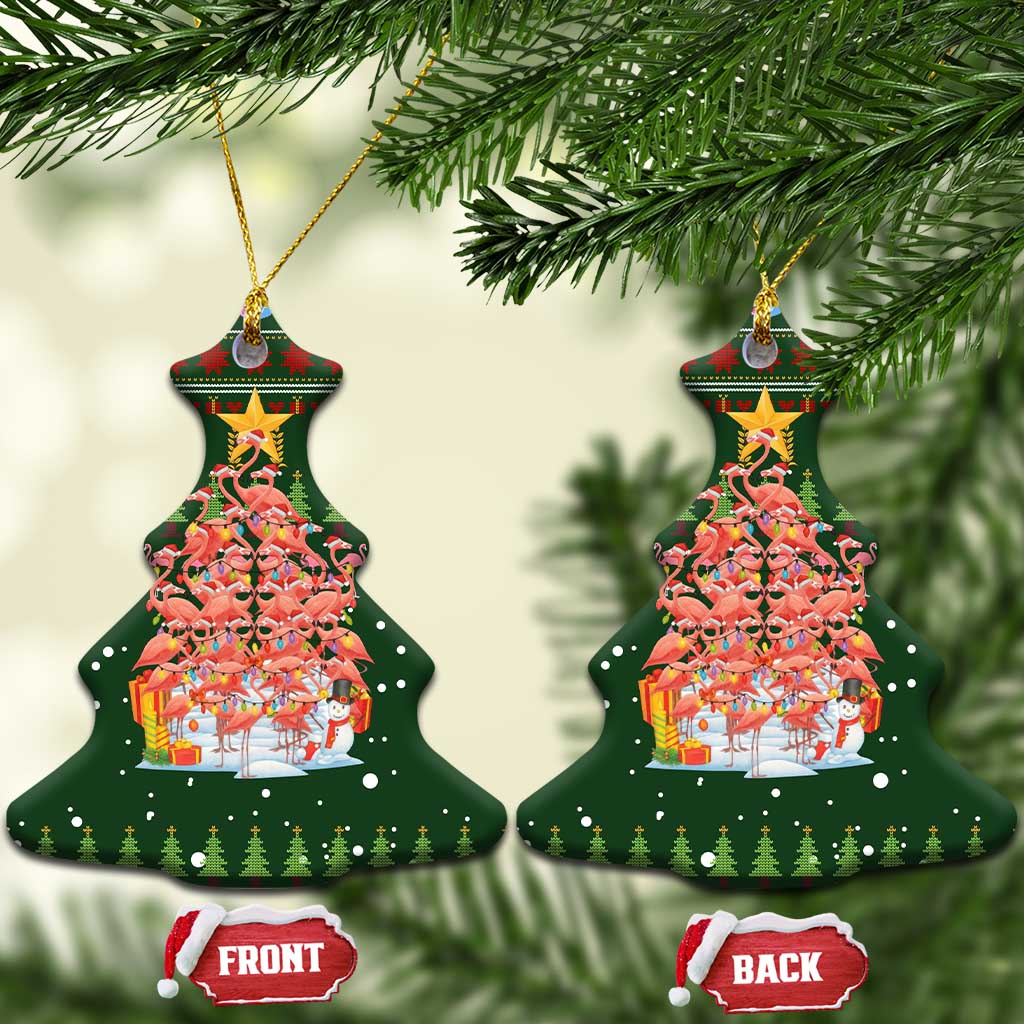 Flamingo Christmas Tree Christmas Ceramic Ornament Funny Xmas Holiday Patterns - Wonder Print Shop