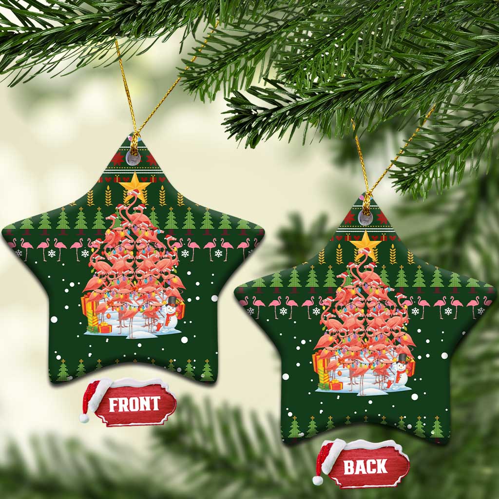 Flamingo Christmas Tree Christmas Ceramic Ornament Funny Xmas Holiday Patterns - Wonder Print Shop