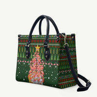 Flamingo Christmas Tree Christmas Leather Bag Funny Xmas Holiday Patterns - Wonder Print Shop