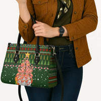 Flamingo Christmas Tree Christmas Leather Bag Funny Xmas Holiday Patterns - Wonder Print Shop