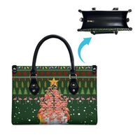 Flamingo Christmas Tree Christmas Leather Bag Funny Xmas Holiday Patterns - Wonder Print Shop