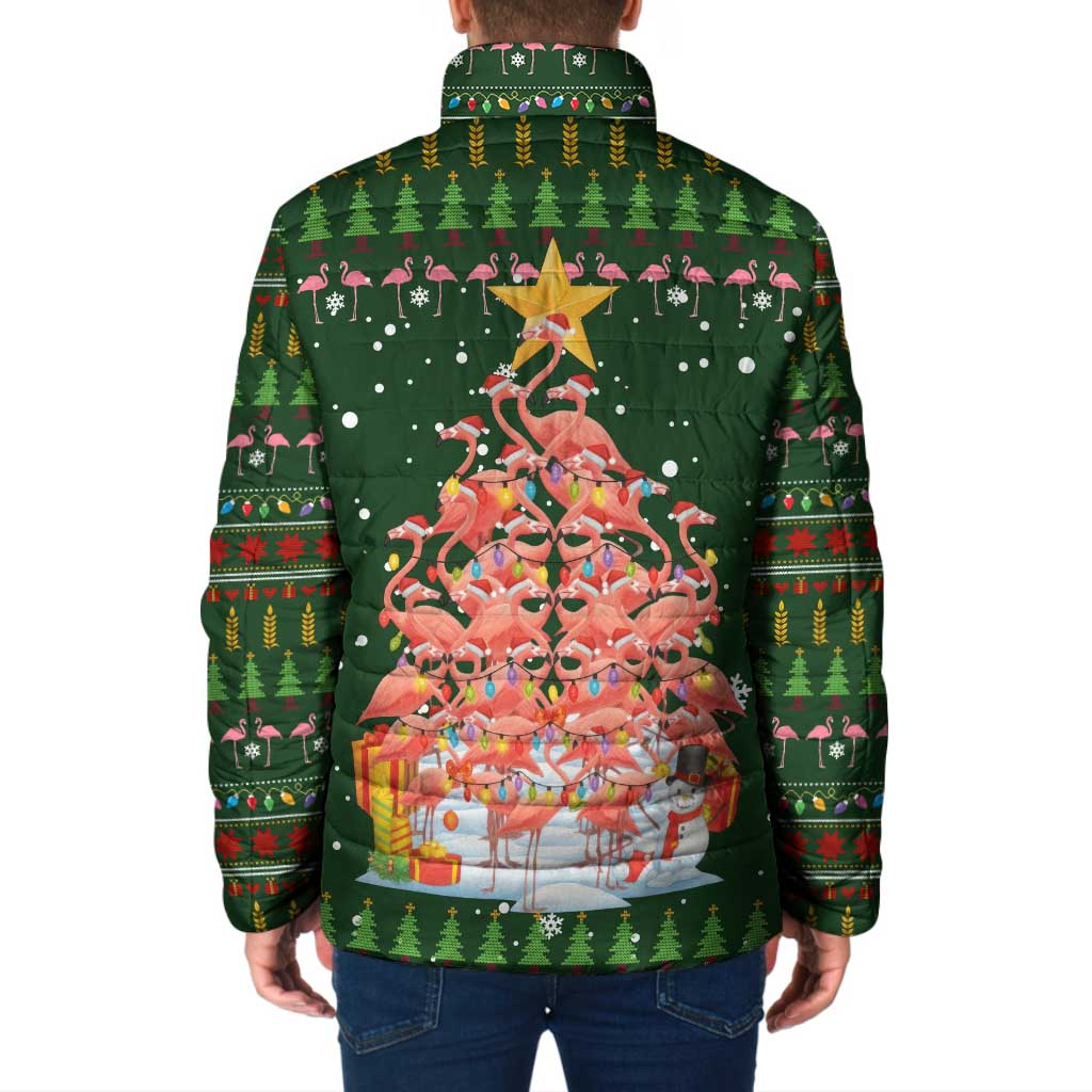 Flamingo Christmas Tree Christmas Padded Jacket Funny Xmas Holiday Patterns - Wonder Print Shop