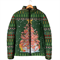 Flamingo Christmas Tree Christmas Padded Jacket Funny Xmas Holiday Patterns - Wonder Print Shop