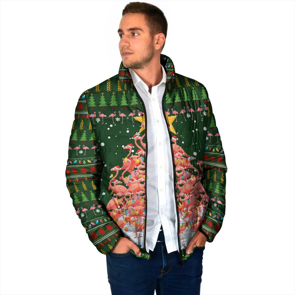 Flamingo Christmas Tree Christmas Padded Jacket Funny Xmas Holiday Patterns - Wonder Print Shop