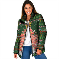 Flamingo Christmas Tree Christmas Padded Jacket Funny Xmas Holiday Patterns - Wonder Print Shop